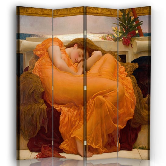 Parawan Flaming June - Frederic Leighton - Wewnętrzny dekoracyjny ekran z płótna cm. 145x170 (4 Panele) Legendarte