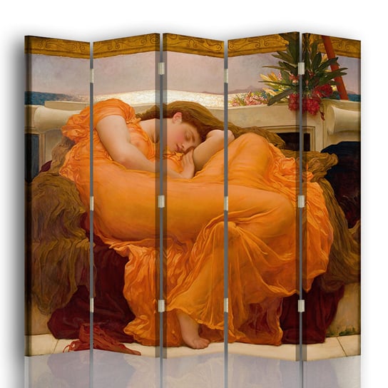 Parawan Flaming June - Frederic Leighton - Wewnętrzny dekoracyjny ekran z płótna cm. 180x170 (5 Panele) Legendarte