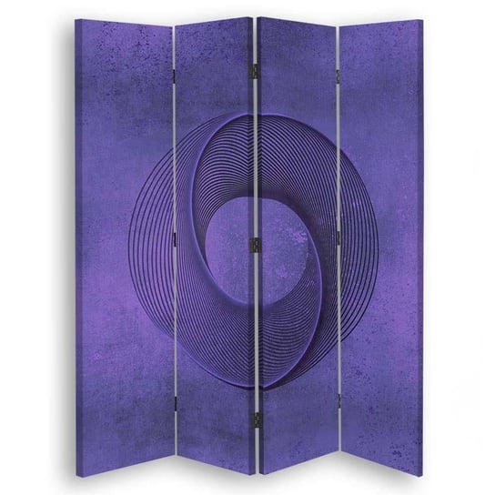 Parawan pokojowy FEEBY, Abstrakcyjny okrąg fiolet, Obrotowy 145x170cm 4-częściowy Feeby