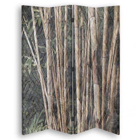 Parawan pokojowy FEEBY, Bambusowe łodygi w brązie, Dwustronny PIN 110x170cm 3-częściowy Feeby