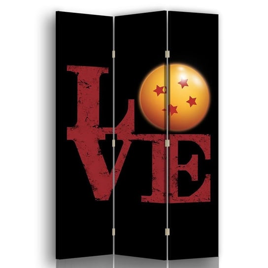 Parawan pokojowy FEEBY, Czerwony napis love, Dwustronny 110x170cm 3-częściowy Feeby