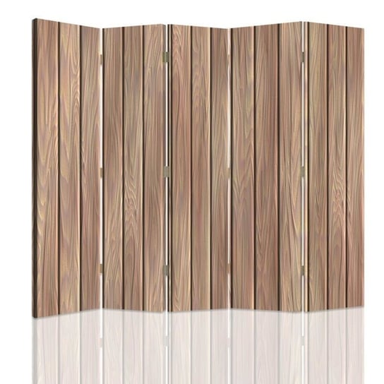 Parawan pokojowy FEEBY, Deski z drewna, Dwustronny 180x170cm 5-częściowy Feeby
