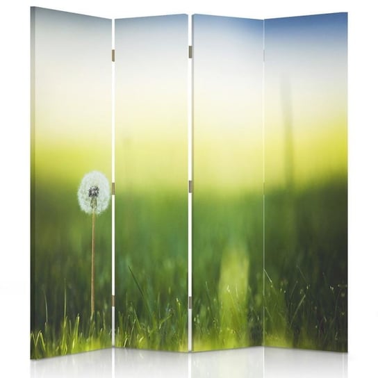 Parawan pokojowy FEEBY, Dmuchawiec w zielonej trawie, Dwustronny 145x170cm 4-częściowy Feeby