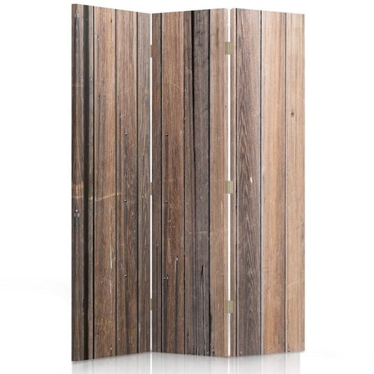 Parawan pokojowy FEEBY, Drewniane deski, Dwustronny 110x170cm 3-częściowy Feeby