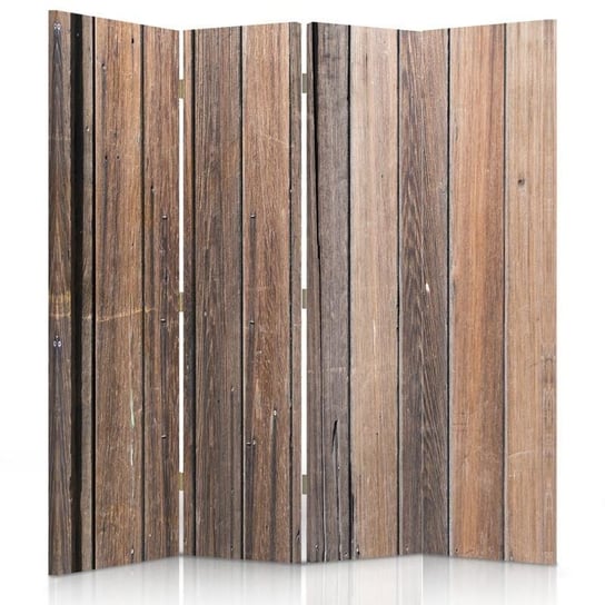 Parawan pokojowy FEEBY, Drewniane deski, Dwustronny 145x170cm 4-częściowy Feeby