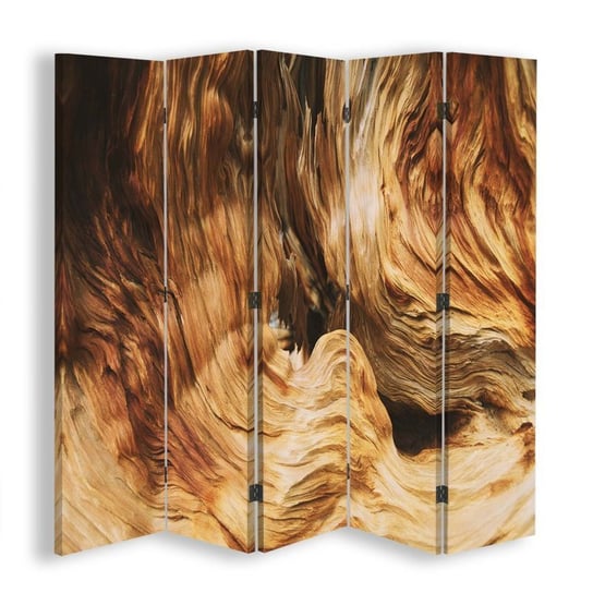 Parawan pokojowy FEEBY, Falista abstrakcja drewno, Obrotowy 180x170cm 5-częściowy Feeby