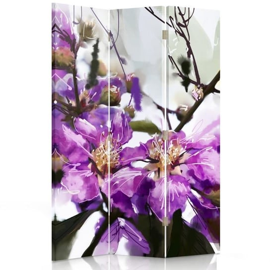 Parawan pokojowy FEEBY, Fioletowy kwiat 2, Dwustronny 110x170cm 3-częściowy Feeby