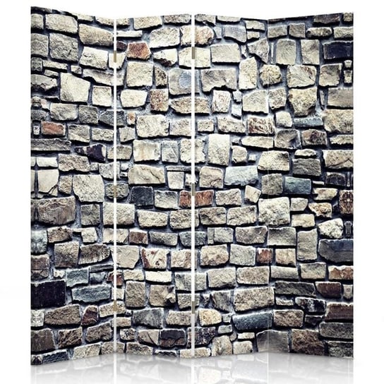Parawan pokojowy FEEBY, Kamienna ściana, Dwustronny 145x170cm 4-częściowy Feeby