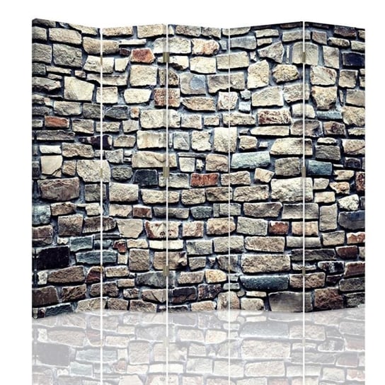 Parawan pokojowy FEEBY, Kamienna ściana, Dwustronny 180x170cm 5-częściowy Feeby
