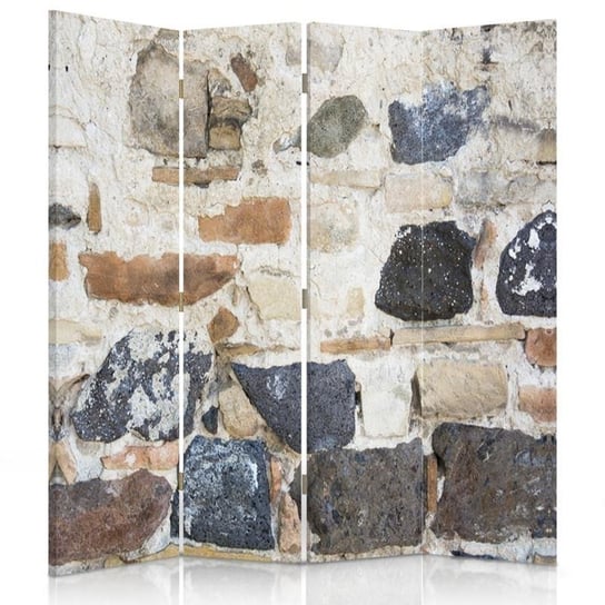 Parawan pokojowy FEEBY, Kamienny mur 2, Dwustronny 145x170cm 4-częściowy Feeby