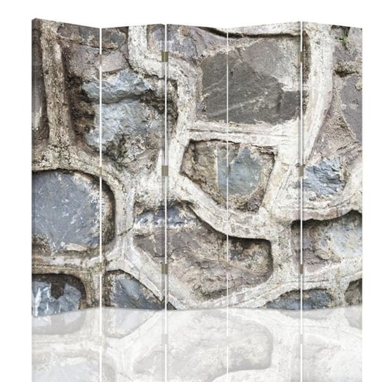 Parawan pokojowy FEEBY, Kamienny mur 3, Dwustronny 180x170cm 5-częściowy Feeby