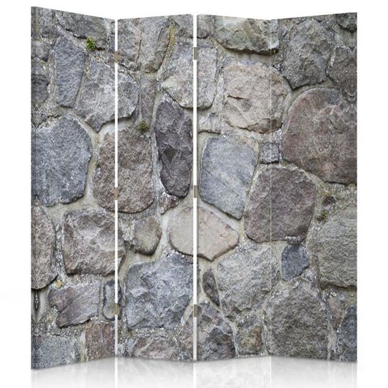 Parawan pokojowy FEEBY, Kamienny mur, Dwustronny 145x170cm 4-częściowy Feeby
