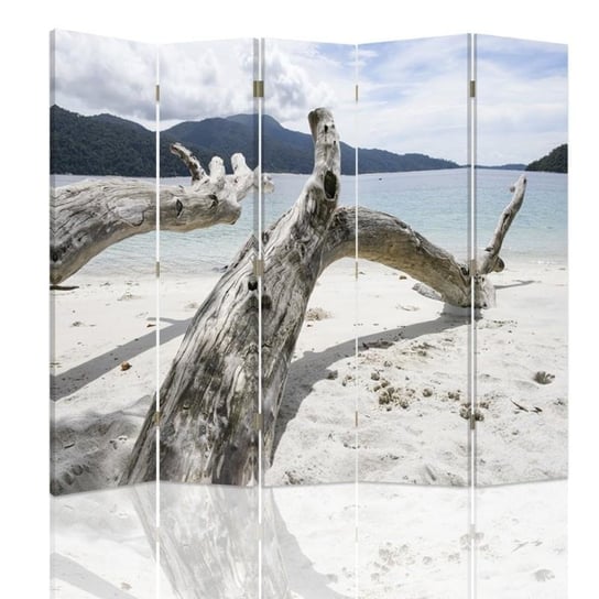 Parawan pokojowy FEEBY, Konary drzewa na tropikalnej plaży, Dwustronny 180x170cm 5-częściowy Feeby
