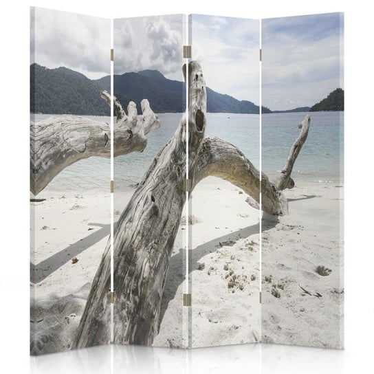 Parawan pokojowy FEEBY, Konary drzewa na tropikalnej plaży, Obrotowy 145x170cm 4-częściowy Feeby
