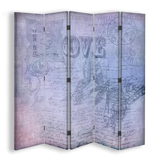 Parawan pokojowy FEEBY, Love abstrakcja, Dwustronny 180x170cm 5-częściowy Feeby