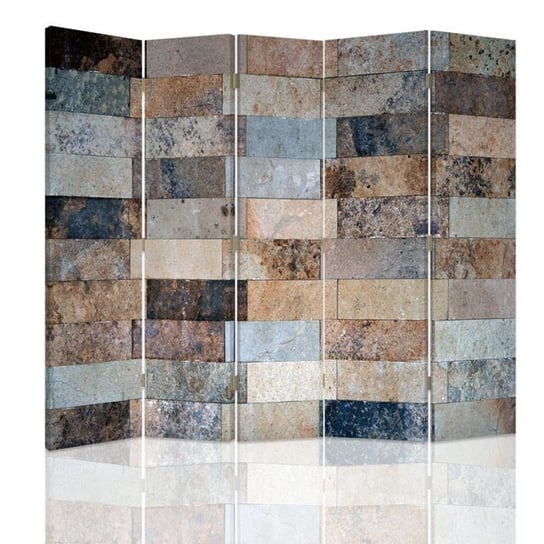 Parawan pokojowy FEEBY, Marmurowe cegły, Dwustronny 180x170cm 5-częściowy Feeby