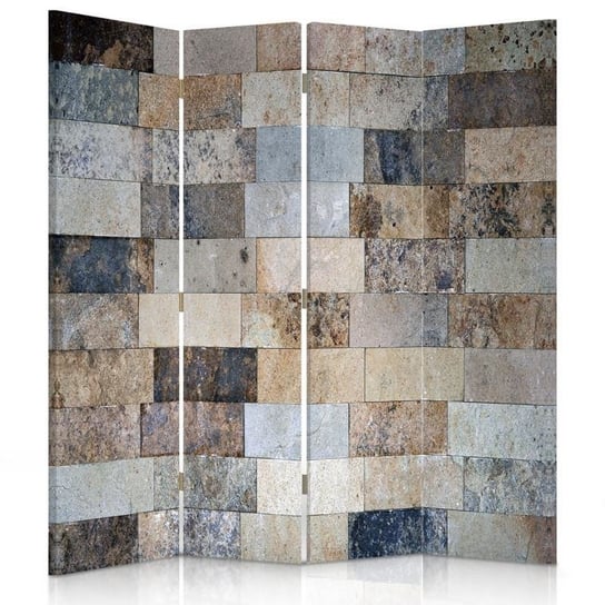 Parawan pokojowy FEEBY, Marmurowe cegły, Obrotowy 145x170cm 4-częściowy Feeby