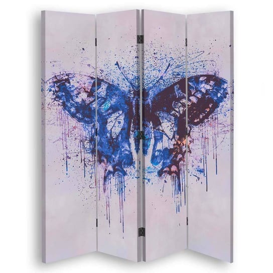 Parawan pokojowy FEEBY, Niebieski motyl 4, Obrotowy 145x170cm 4-częściowy Feeby