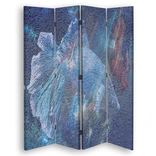 Parawan pokojowy FEEBY, Sekretny niebieski, Dwustronny 145x170cm 4-częściowy Feeby