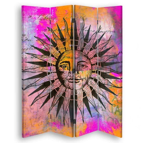 Parawan pokojowy FEEBY, Słońce abstrakcja, Dwustronny 145x170cm 4-częściowy Feeby