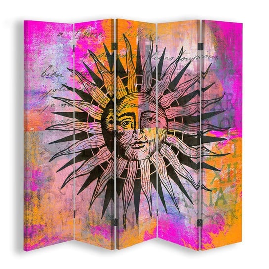 Parawan pokojowy FEEBY, Słońce abstrakcja, Obrotowy 180x170cm 5-częściowy Feeby