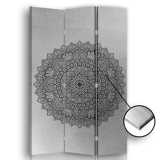 Parawan pokojowy FEEBY, srebrny Mandala 1, Obrotowy 110x170cm 3-częściowy Feeby