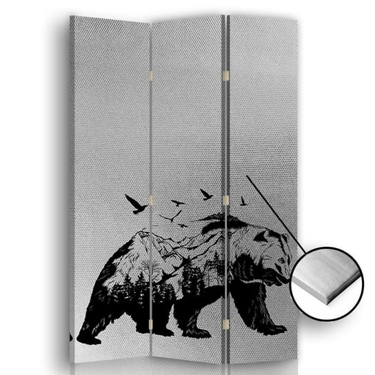 Parawan pokojowy FEEBY, srebrny Niedźwiedź, Obrotowy 110x170cm 3-częściowy Feeby