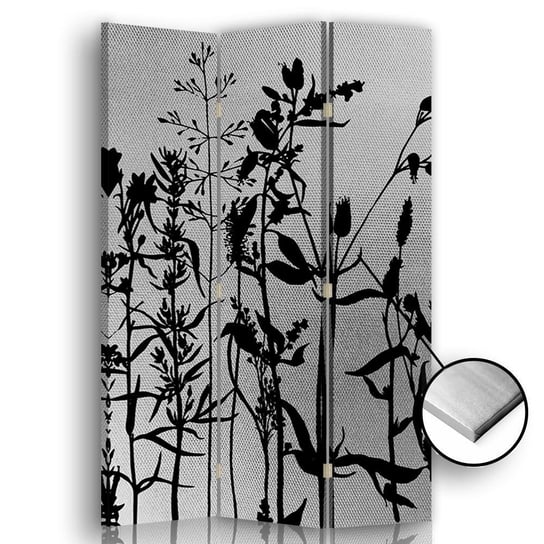 Parawan pokojowy FEEBY, srebrny Polne kwiaty, Dwustronny 110x170cm 3-częściowy Feeby