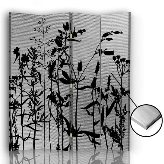Parawan pokojowy FEEBY, srebrny Polne kwiaty, Dwustronny 145x170cm 4-częściowy Feeby