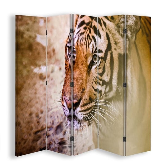 Parawan pokojowy FEEBY, Tygrys, Dwustronny 180x170cm 5-częściowy Feeby
