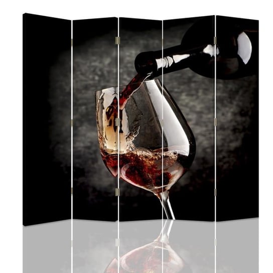 Parawan pokojowy FEEBY, Wino czerwone, Obrotowy 180x170cm 5-częściowy Feeby