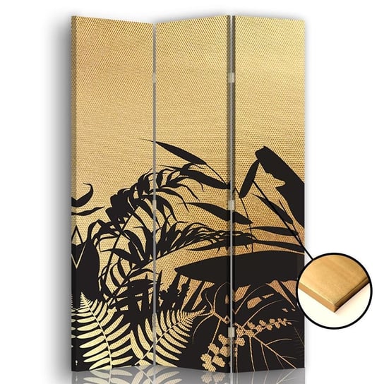 Parawan pokojowy FEEBY, złoty Egzotyczny las, Obrotowy 110x170cm 3-częściowy Feeby