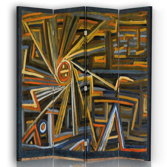 Parawan Radiation And Rotation - Paul Klee - Wewnętrzny dekoracyjny ekran z płótna cm. 145x170 (4 Panele) Legendarte