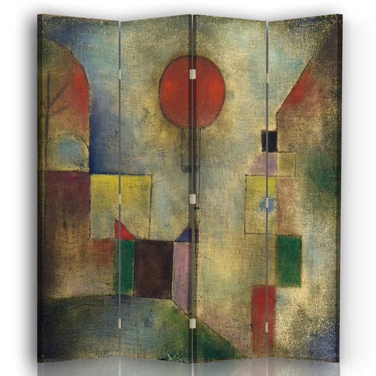 Parawan Red Baloon - Paul Klee - Wewnętrzny dekoracyjny ekran z płótna cm. 145x170 (4 Panele) Legendarte