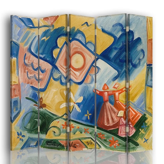 Parawan Singing Girls - Josef Capek - Wewnętrzny dekoracyjny ekran z płótna cm. 180x170 (5 Panele) Legendarte