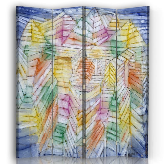 Parawan Theater Mountain Construction - Paul Klee - Wewnętrzny dekoracyjny ekran z płótna cm. 145x170 (4 Panele) Legendarte