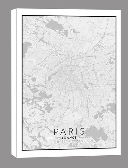 Paris mapa czarno biała - obraz na płótnie 50x70 cm Inny producent