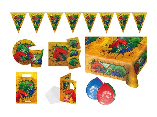 Party Box - Imprezowe Pudełko - Zestaw dekoracji na urodziny Dinozaury Folat