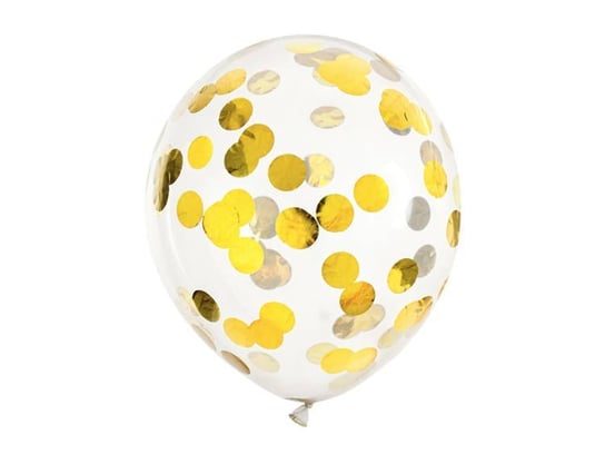 Party Deco, Balony z konfetti kółka złoty 30 cm, 6 szt PartyDeco