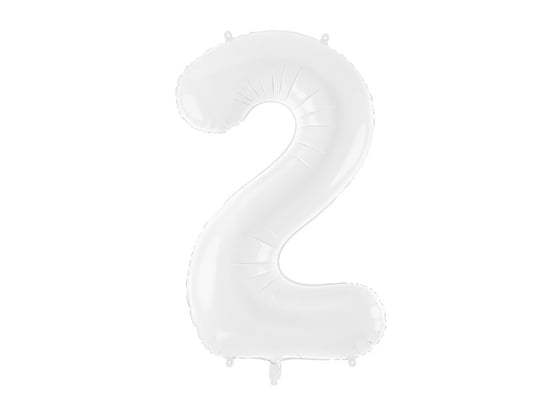 PartyDeco, Balon foliowy, Cyfra ''2'', Biały, 86 cm PartyDeco