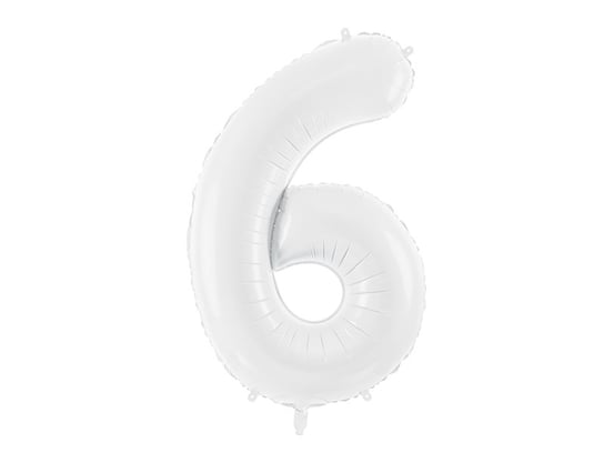 PartyDeco, Balon foliowy, Cyfra ''6'', 86 cm, biały (1 op. / 1 szt.) PartyDeco