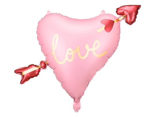 PartyDeco, Balon foliowy, Serce ze strzałą, Różowe, 76x55 cm PartyDeco
