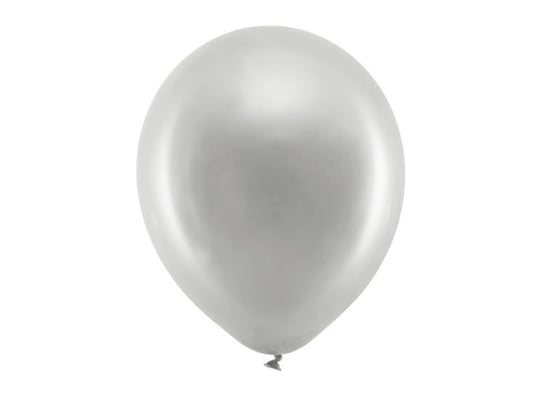 PartyDeco, balony metalik Rainbow, srebrne, 30 cm, 10 szt. PartyDeco