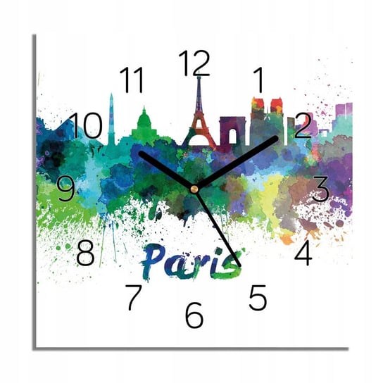 Paryż akwarela foto-zegar cichy 30x30 z grafiką Inna marka