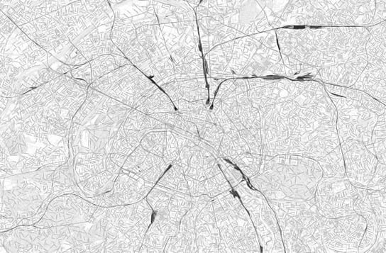 Paryż - Czarno-Biała Mapa Miasta - Fototapeta Nice Wall