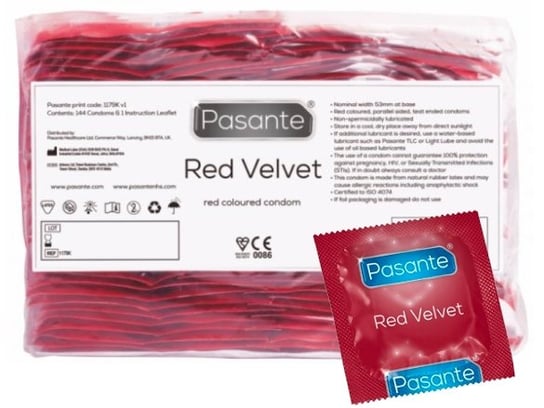 Pasante, Prezerwatywy Red Velvet, 144 Szt. Pasante