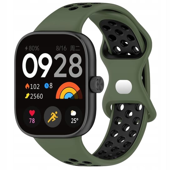 Pasek Bizon Strap Watch Octo do Xiaomi Redmi Watch 4/Xiaomi Band 8 Pro, ciemnozielono-czarny Bizon