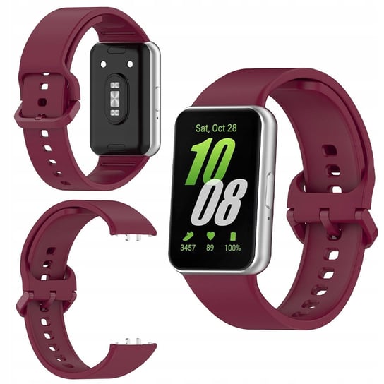 Pasek Bizon Strap Watch Silicone do Galaxy Fit 3, burgundowy Bizon