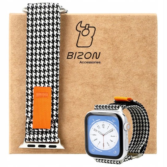 Pasek Bizon Strap Watch Urban do Apple Watch 42/44/45/49 mm, czarno-biała pepitka Bizon