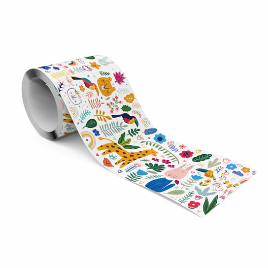 Pasek Dekoracyjny Bordiura Dla Dzieci Zwierzęta Kolorowe Kwiaty Liście Muralo